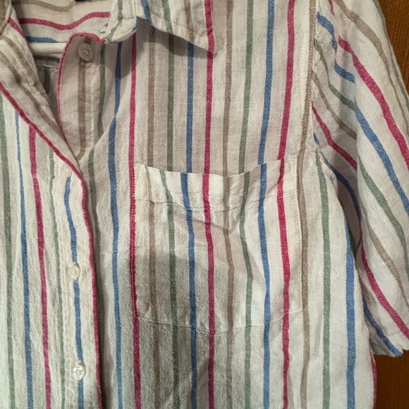 GAP Women’s Casual Striped Button Down Shirt - Red, Blue, White - Picture 4 of 5